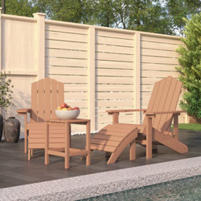 Berkfield Garden Adirondack Chairs with Footstool & Table HDPE Brown