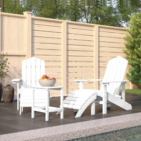 Berkfield Garden Adirondack Chairs with Footstool & Table HDPE White
