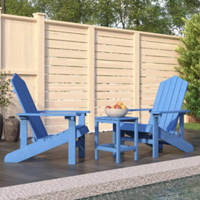 Berkfield Garden Adirondack Chairs with Table HDPE Aqua Blue