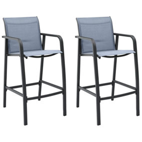 Berkfield Garden Bar Chairs 2 pcs Grey Textilene