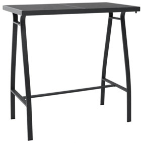 Berkfield Garden Bar Table Black 110x60x110 cm Tempered Glass