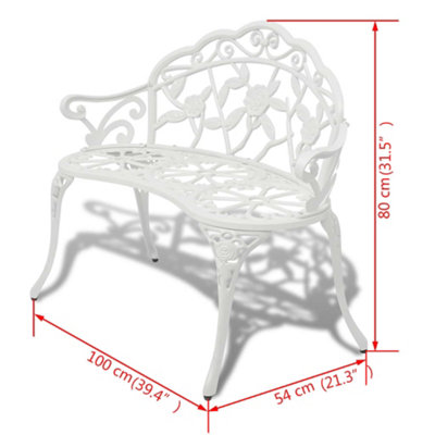 Berkfield Garden Bench 100 cm Cast Aluminium White