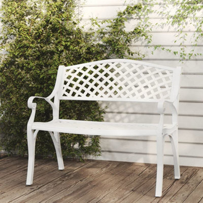 Berkfield Garden Bench 102 cm Cast Aluminium White