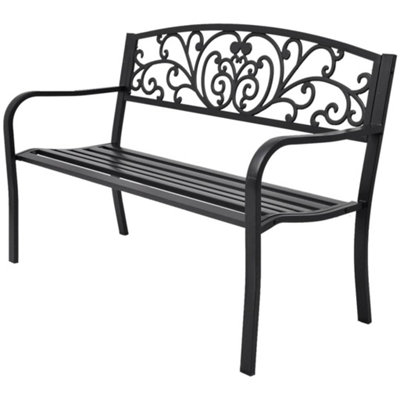 Berkfield Garden Bench 127 cm Cast Iron Black | DIY at B&Q