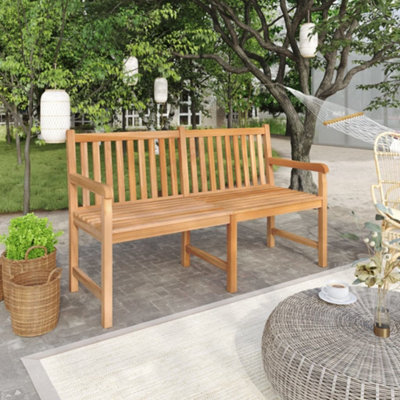 Berkfield Garden Bench 150 cm Solid Teak Wood | DIY at B&Q