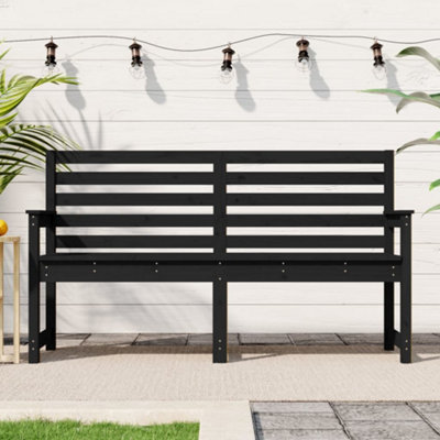 Berkfield Garden Bench Black 159.5x48x91.5 cm Solid Wood Pine