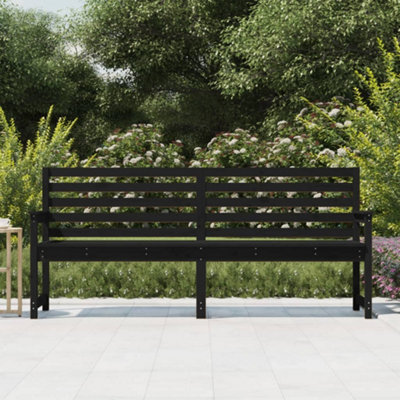 Berkfield Garden Bench Black 203.5x48x91.5 cm Solid Wood Pine DIY at B Q