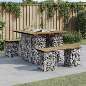 Berkfield Garden Bench Gabion Design 100x102x72 cm Impregnated Wood Pine