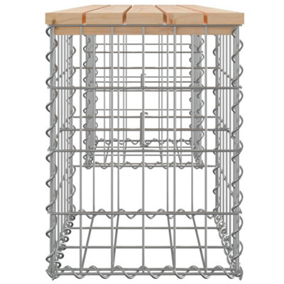 Panca Da Giardino In Legno Di Pino E Base Gabbione - 103x31,5x42 Cm, Pieghevole, Design Moderno