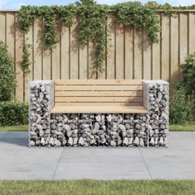 Berkfield Garden Bench Gabion Design 143x71x65.5 cm Solid Wood Pine