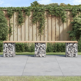 Berkfield Garden Bench Gabion Design 203x31x42 cm Solid Wood Pine