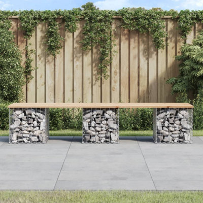 Berkfield Garden Bench Gabion Design 203x44x42 cm Solid Wood Pine