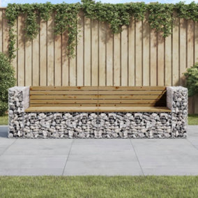 Berkfield Garden Bench Gabion Design 244x71x65.5 cm Impregnated Wood Pine