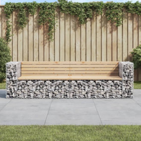 Berkfield Garden Bench Gabion Design 244x71x65.5 cm Solid Wood Pine