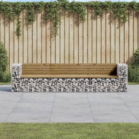 Berkfield Garden Bench Gabion Design 287x71x65.5 cm Impregnated Wood Pine