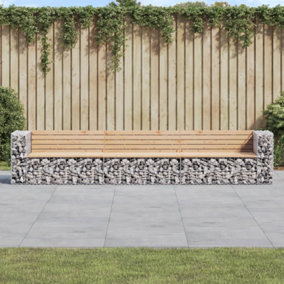 Berkfield Garden Bench Gabion Design 347x71x65.5 cm Solid Wood Pine