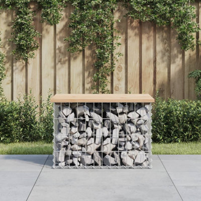 Berkfield Garden Bench Gabion Design 63x44x42 cm Solid Wood Pine