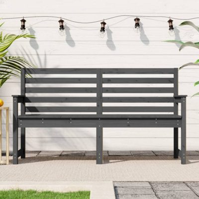 Berkfield Garden Bench Grey 159.5x48x91.5 cm Solid Wood Pine DIY at B&Q