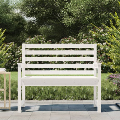 Berkfield Garden Bench White 109x48x91.5 cm Solid Wood Pine