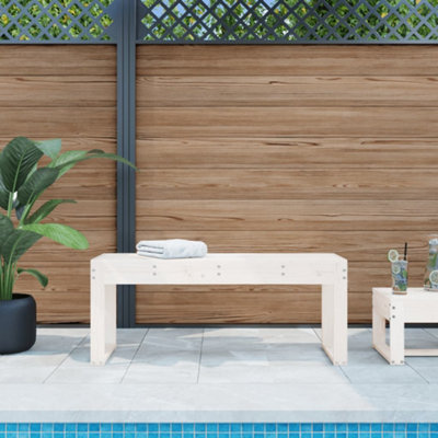 Berkfield Garden Bench White 110x38x45 cm Solid Wood Pine | DIY at B&Q