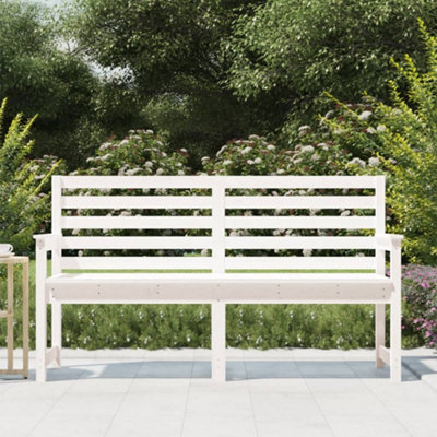 Berkfield Garden Bench White 159.5x48x91.5 cm Solid Wood Pine