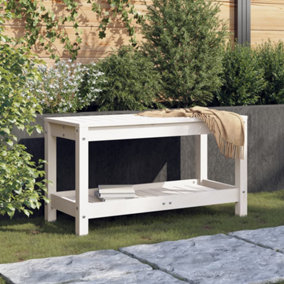 Berkfield Garden Bench White 82.5x35x45 cm Solid Wood Pine