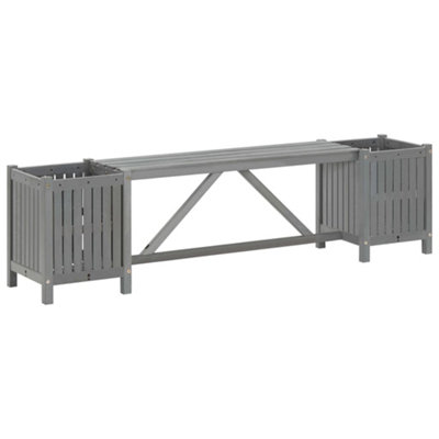 Berkfield Garden Bench with 2 Planters 150cm Solid Acacia Wood Grey