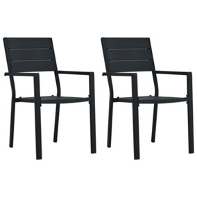 Berkfield Garden Chairs 2 pcs Black HDPE Wood Look