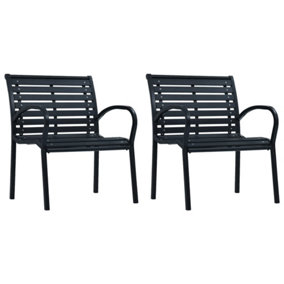Berkfield Garden Chairs 2 pcs Black Steel and WPC