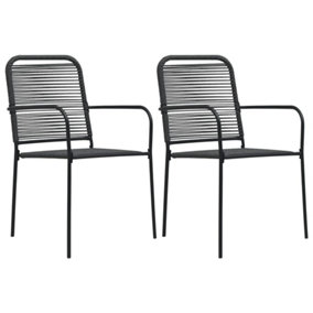 Berkfield Garden Chairs 2 pcs Cotton Rope and Steel Black