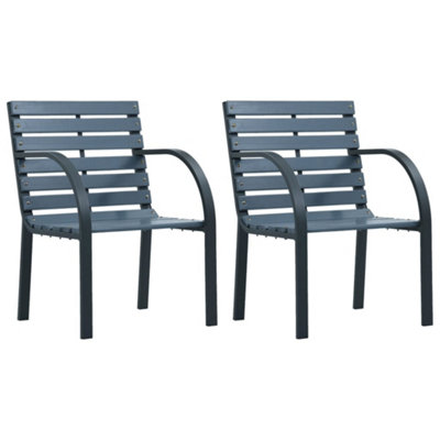 Berkfield Garden Chairs 2 pcs Grey Wood