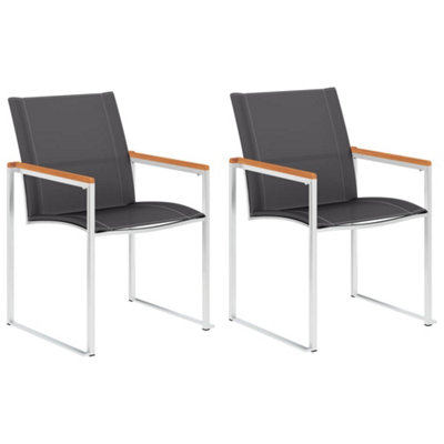 Berkfield Garden Chairs 2 pcs Textilene and Stainless Steel Grey