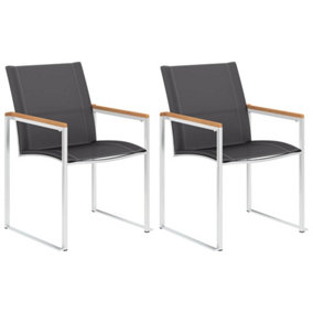Berkfield Garden Chairs 2 pcs Textilene and Stainless Steel Grey