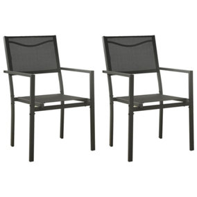 Berkfield Garden Chairs 2 pcs Textilene and Steel Black and Anthracite