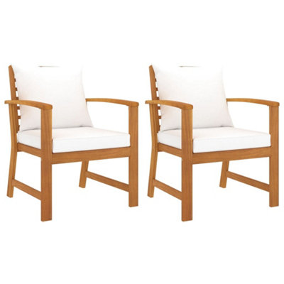 Berkfield Garden Chairs 2 pcs with Cream Cushions Solid Wood Acacia