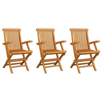 Berkfield Garden Chairs 3 pcs Solid Teak Wood DIY at B&Q