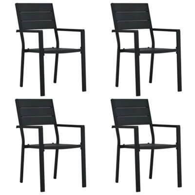 Berkfield Garden Chairs 4 pcs Black HDPE Wood Look