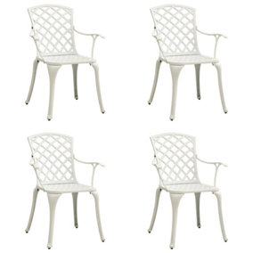 Berkfield Garden Chairs 4 pcs Cast Aluminium White