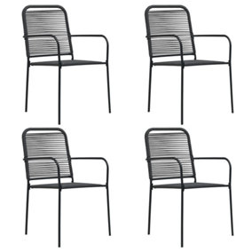 Berkfield Garden Chairs 4 pcs Cotton Rope and Steel Black