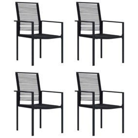 Berkfield Garden Chairs 4 pcs PVC Rattan Black