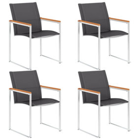 Berkfield Garden Chairs 4 pcs Textilene and Stainless Steel Grey