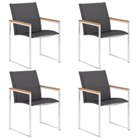 Berkfield Garden Chairs 4 pcs Textilene and Stainless Steel Grey