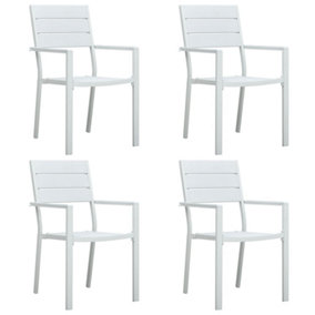 Berkfield Garden Chairs 4 pcs White HDPE Wood Look