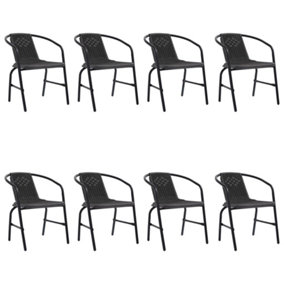 Berkfield Garden Chairs 8 pcs Plastic Rattan and Steel 110 kg