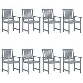 Berkfield Garden Chairs 8 pcs Solid Acacia Wood Grey