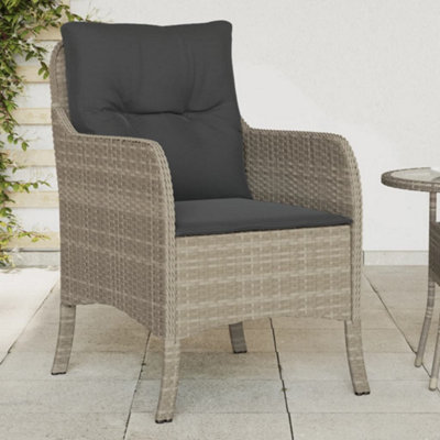 Berkfield Garden Chairs with Cushions 2 pcs Light Grey Poly Rattan
