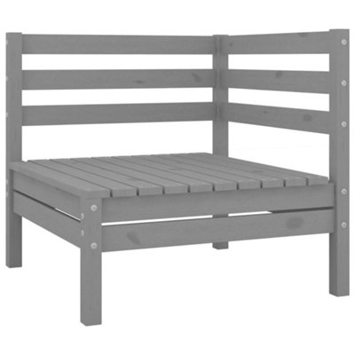 Berkfield Garden Corner Sofa Grey Solid Pinewood