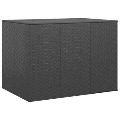 Berkfield Garden Cushion Box PE Rattan 145x100x103 cm Black