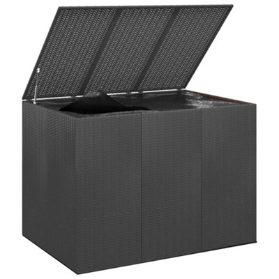 Berkfield Garden Cushion Box PE Rattan 145x100x103 cm Black