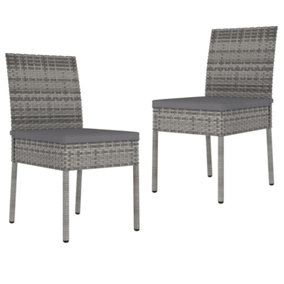 Berkfield Garden Dining Chairs 2 pcs Poly Rattan Grey